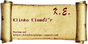 Klinko Elemér névjegykártya